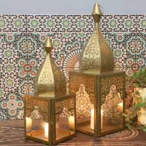 lanterne orientale dorée arabesque, décoration mariage