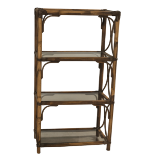 Étagère rotin vintage quatre niveaux pour événement