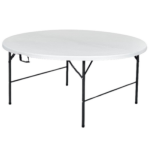 Table ronde 180 cm en bois pour 10-12 personnes, idéale pour location mobilier pour évènement ou mariage élégant