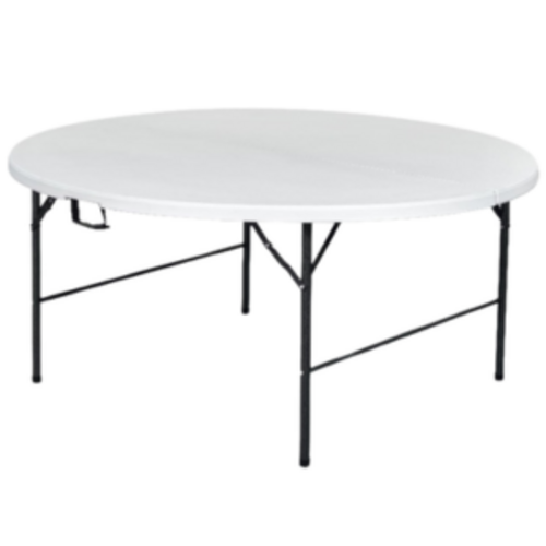 Table ronde 180 cm en bois pour 10-12 personnes, idéale pour location mobilier pour évènement ou mariage élégant